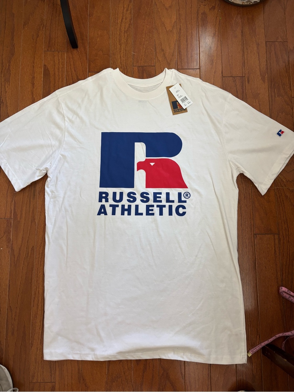 NWT Russell Athletic Men's White Logo T-Shirt
